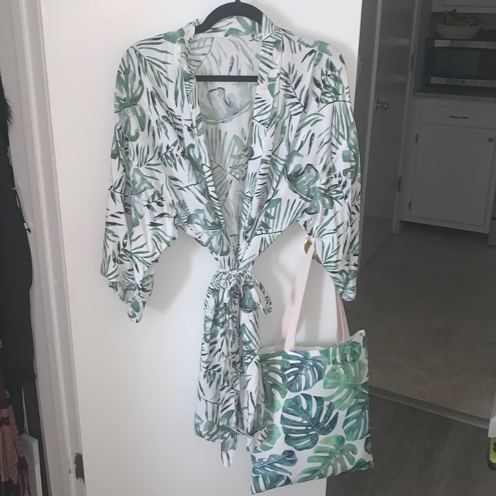 Floral Robe and Beach Bag set